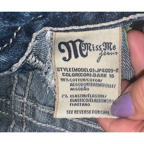 Vintage Low Rise Boot Cut Miss Me Jeans Size 31 #JP4009-2 Embellished Pockets - Picture 6 of 12